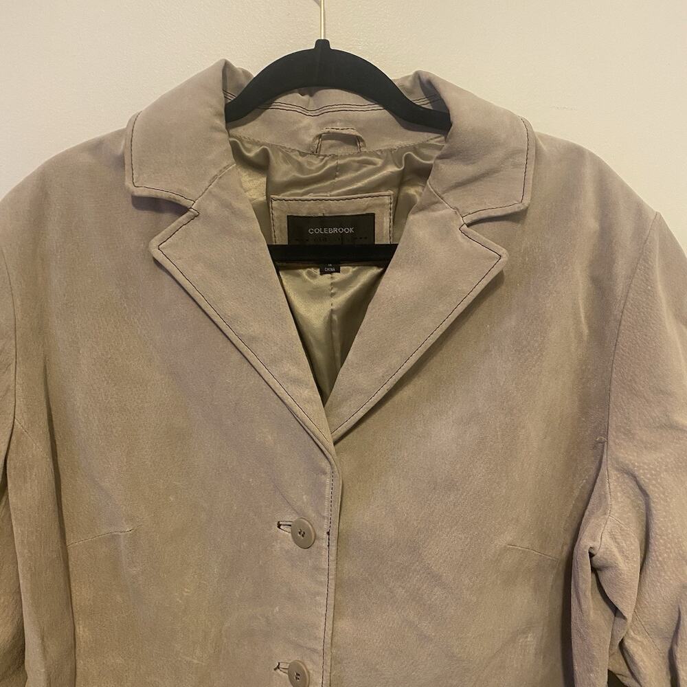 VTG Colebrook Women L 14/16 Suede Leather Jacket Blazer Ivory Western 90s Lined - Picture 8 of 12